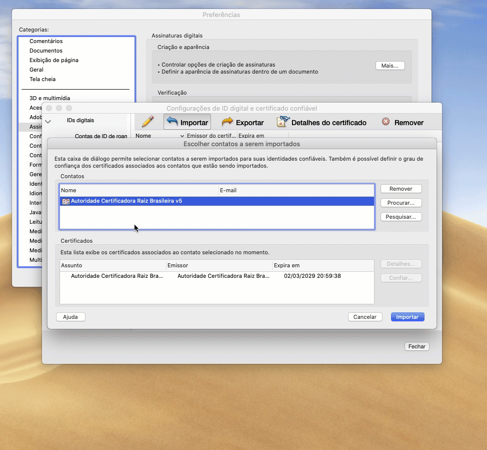 Validando um documento no Adobe Acrobat